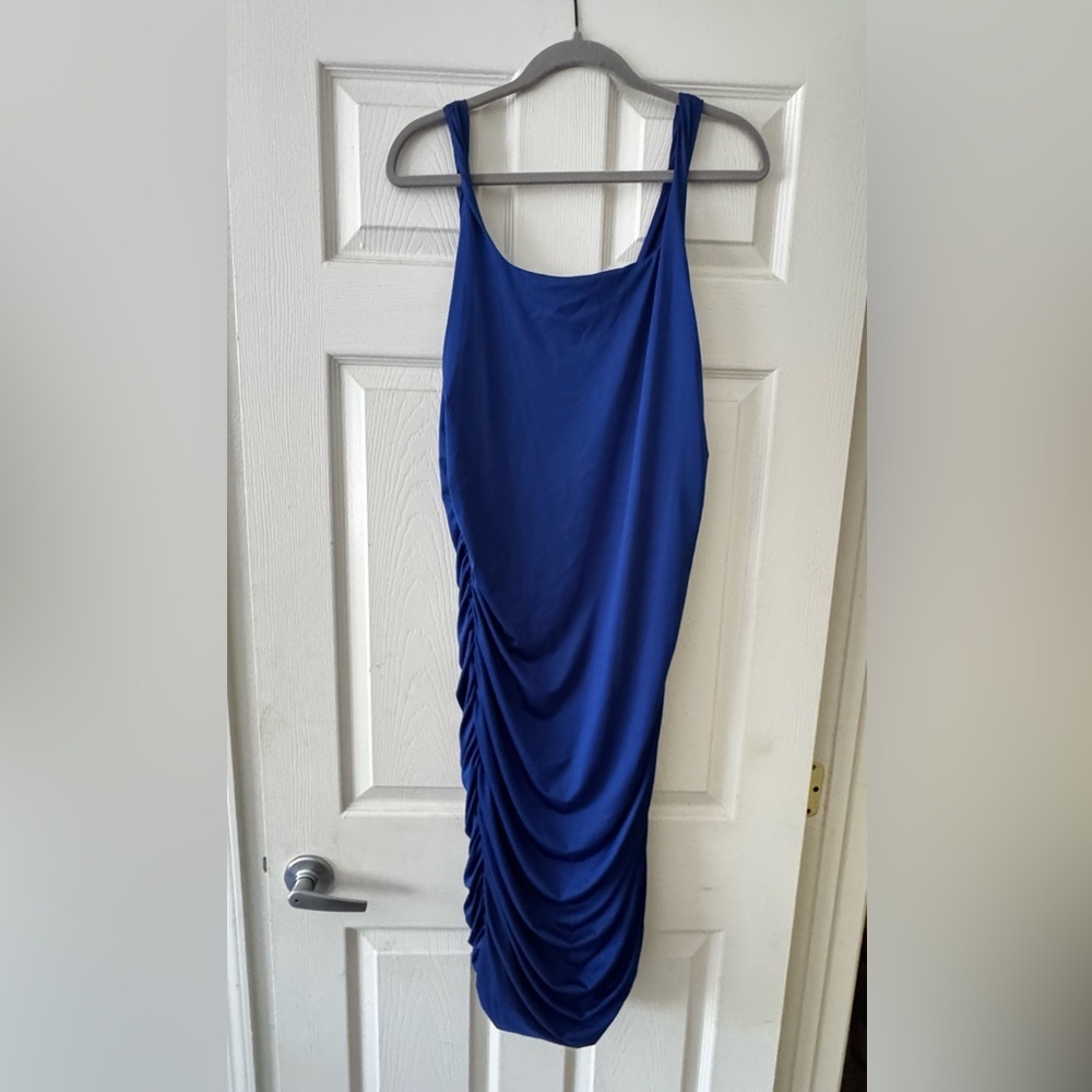 Women's Amazon Elegant Blue Scrunched  Dress
